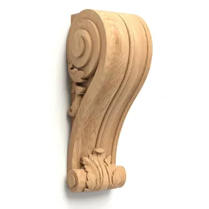 Large decorative corbel scroll with acanthus leaves oak